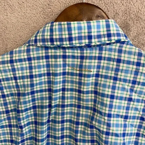 NEW Lands' End Men's M Pajama Top Set Blue Striped & Plaid Cotton Long Sleeve - Picture 6 of 7